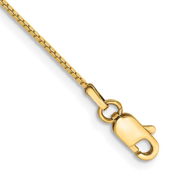 14k Yellow Gold 9 inch .9mm Box with Lobster Clasp Anklet